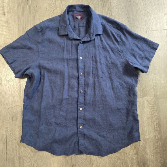 Untuckit Mens Cameron Navy size XX-Large Linen Short Sleeve button up shirt - Picture 2 of 7